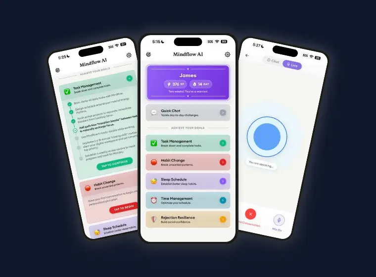 Mindflow AI app screens